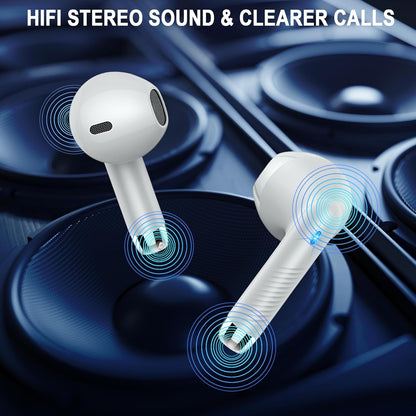 Wireless Earbuds, Bluetooth 5.4 Earbuds Stereo Bass, Bluetooth Headphones in Ear Noise Cancelling Mic, Sports Earphones IP7 Waterproof USB C, 40H Playtime Mini Charging Case Ear Buds Gray