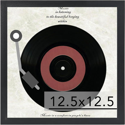 Wood Vinyl Record Frame for the Wall, Display 12.5X12.5 Album Cover and 12X12 LP Vinyl Record with Cover, Album Frames, Sturdy 12.5X12.5 Frame Black, 1 Pack