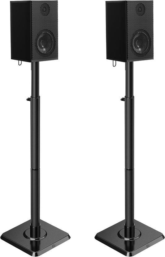 Speaker Stands Height Adjustable for Satellite & Small Bookshelf Speakers, Set of 2 Floor Stand Mount for Bose Polk JBL Sony Yamaha and Others - 11LBS Capacity MD5402
