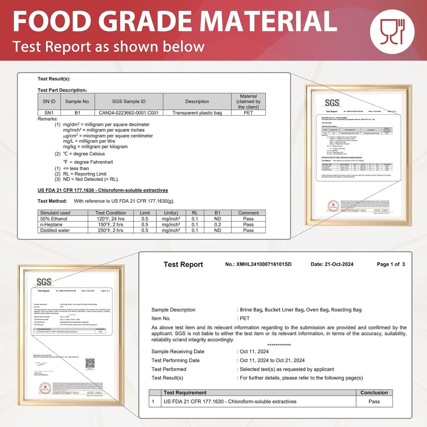 Turkey Brine Bags, 3 Pack Extra Large 26"X22" Brining Bags for Turkey, Holds up 35Lb and Above, Double Zip-Lock Brine Bag Kit with 3 Strings & Clips, Thanksgiving, Christmas Essentials
