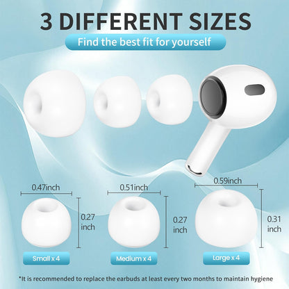 【6 Pairs】 Replacement Ear Tips for Airpods Pro 2Nd/1St Gen, Silicone Ear Tips with Noise Isolation, Dust Guard Mesh & Storage Case (S/M/L)