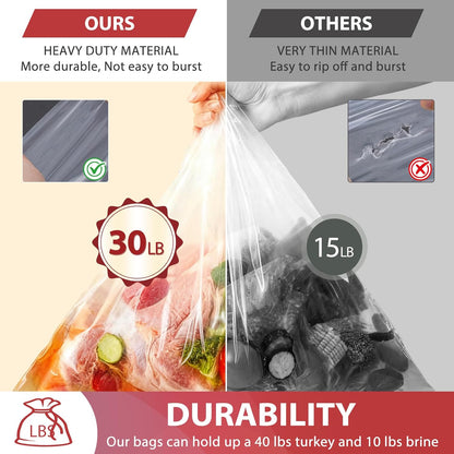 Turkey Brine Bags, 5 Gallon Bucket Liner Bags, 5.5 Mil, 5 Pack - 30" X 21", BPA Free Brining Bags for Turkey, Leak-Proof Liner for Bucket, Brine Kit with Strings - Thanksgiving, Christmas Essentials