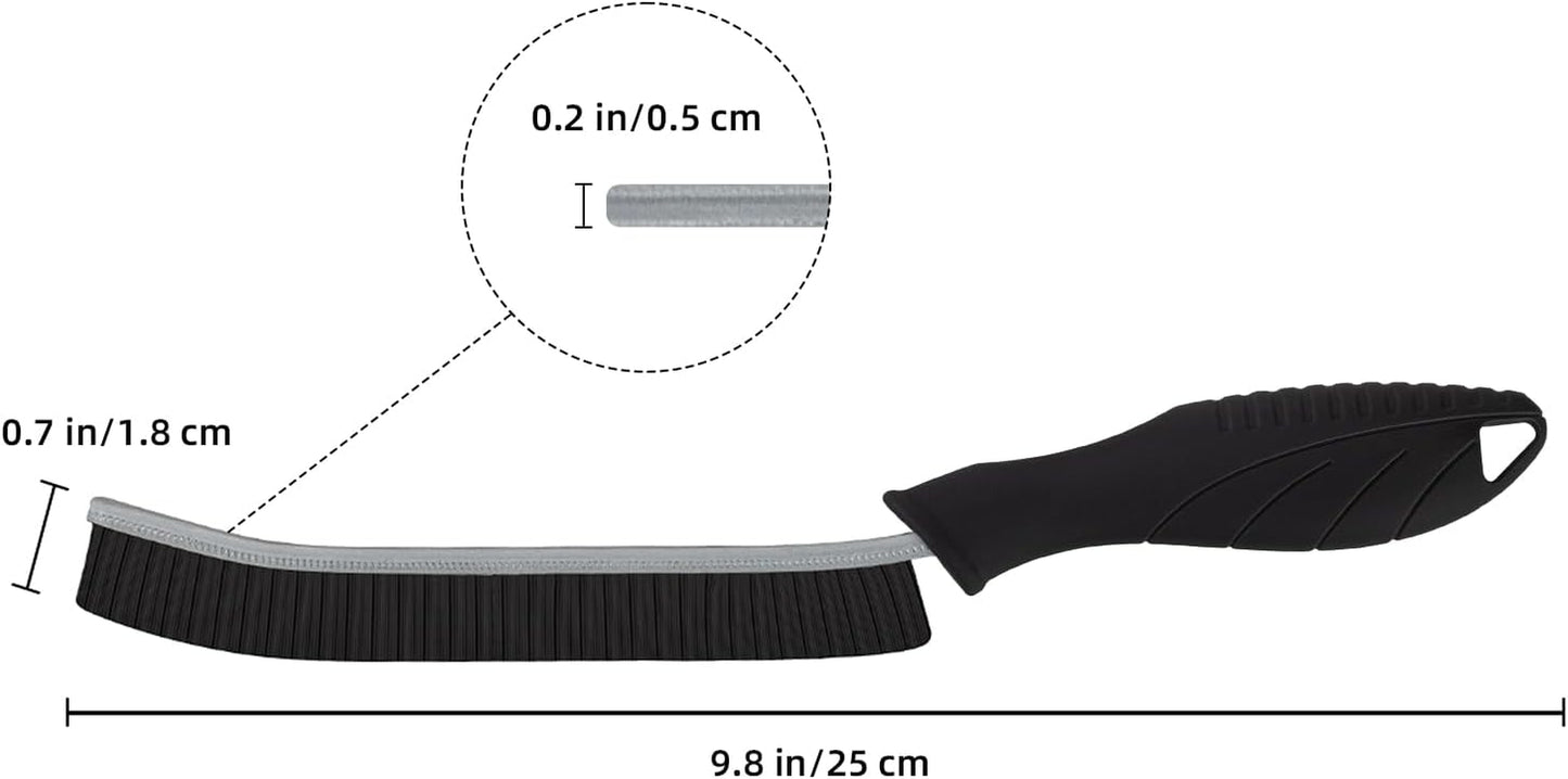 Hard Bristle Crevice Cleaning Brush - Home Cleaning Tools, Multi-Purpose Crevice Supplies for Kitchen, Bathroom, Toilet, Window, Vehicle, Faucets, Grout, Home (3, Black)