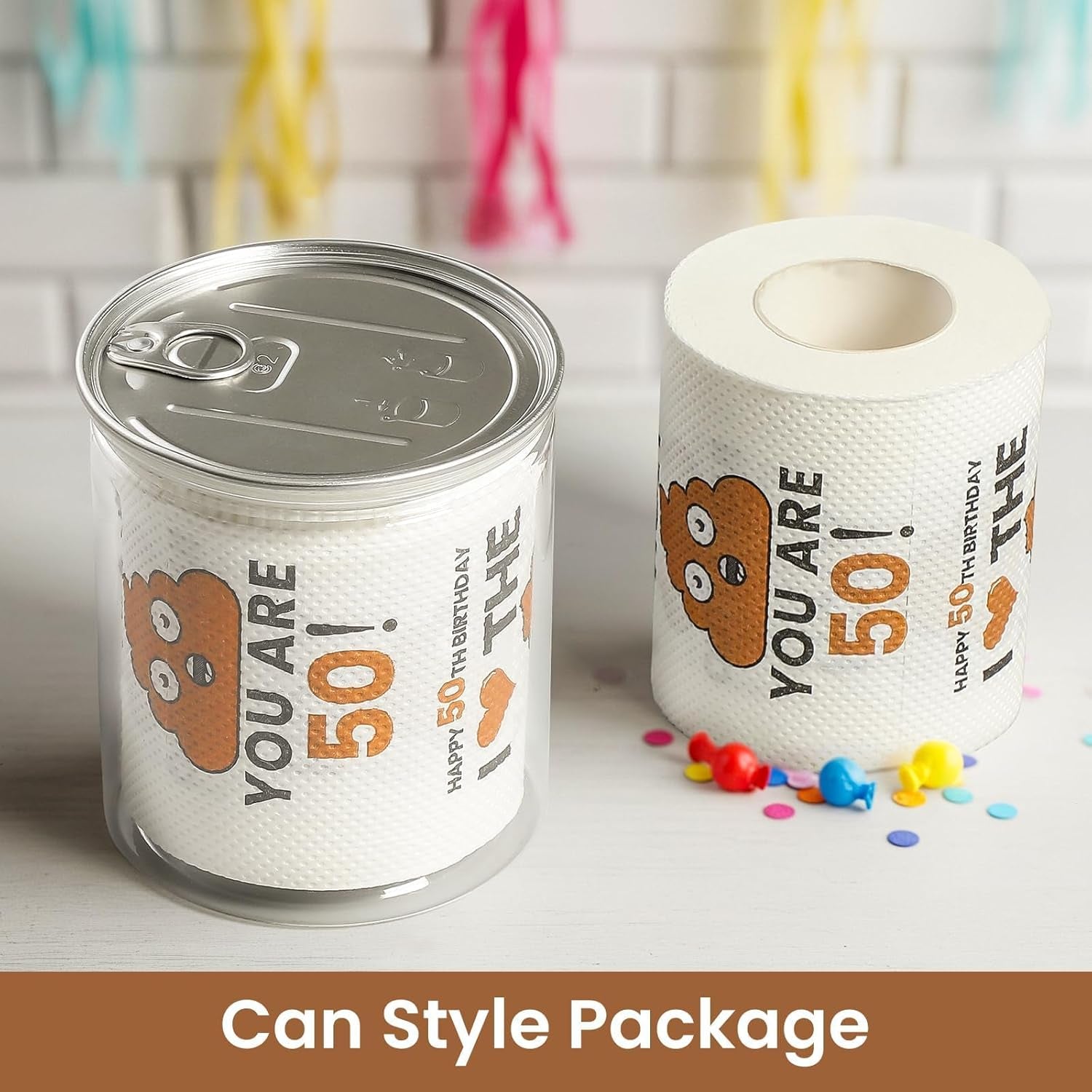 Can-Shaped Packaging - 50Th Birthday Gifts for Men Him Women Her Toilet Roll Paper - 50Th Birthday Decorations, Party Supplies Favors - 50 Years Old Funny Gag Gift Ideas, Bday Present for Friends