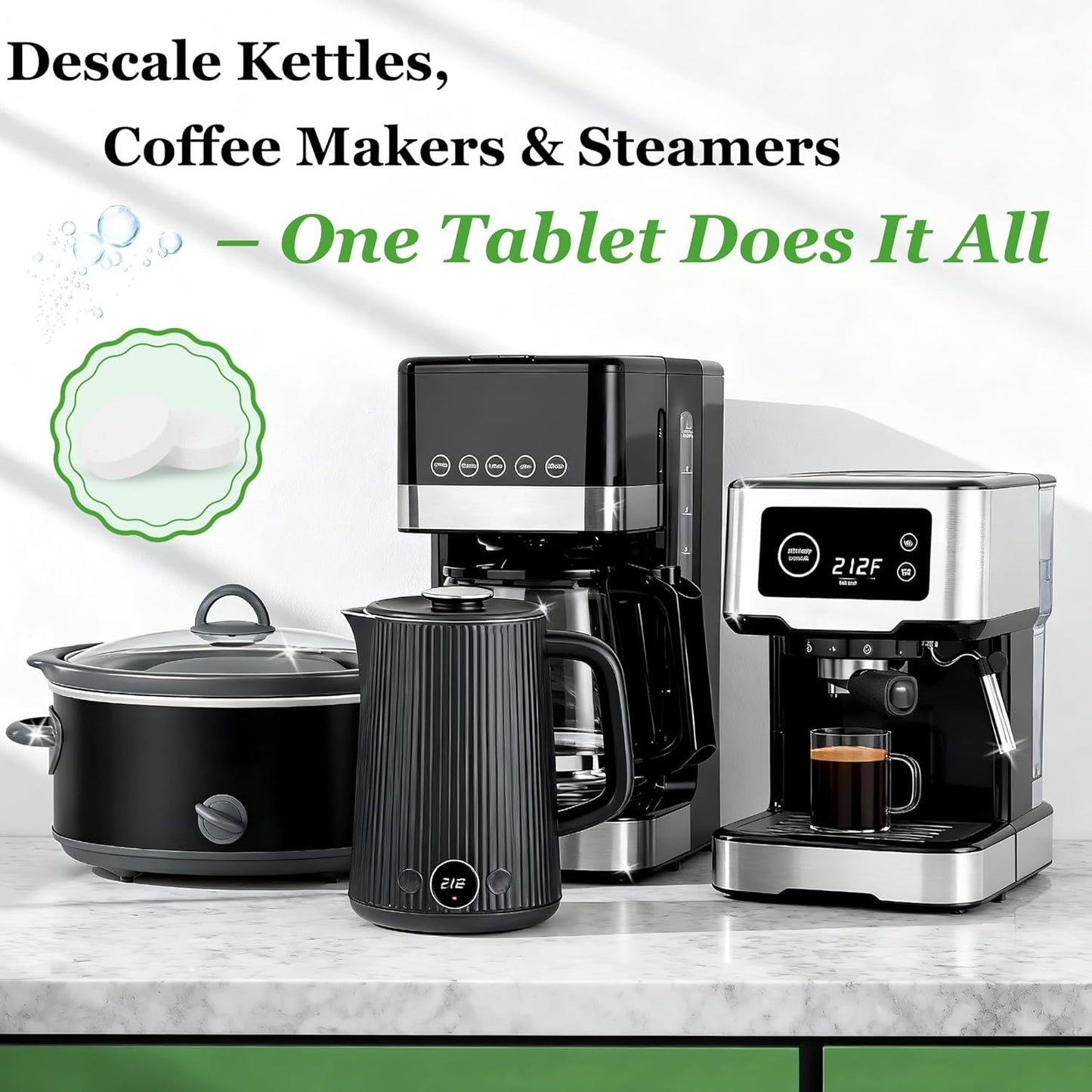 Ice Machine Cleaner Descaler Tablets (32Pack) with 2 Cleaning Brushes,Ice Maker Cleaner Ideal for Frigidaire,Opal,Ge Profile, Kitchenaid Countertop Units.Removes Lime Scale,Calcium.