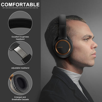 X8 Over-Ear Wired Headphones with Microphone with 1.45M-Tangle-Free Nylon Line&3.5Mm Plug,Lightweight Foldable & Portable Headphones for Smartphone,Tablet,Computer,Mp3/4(Black-Gold)