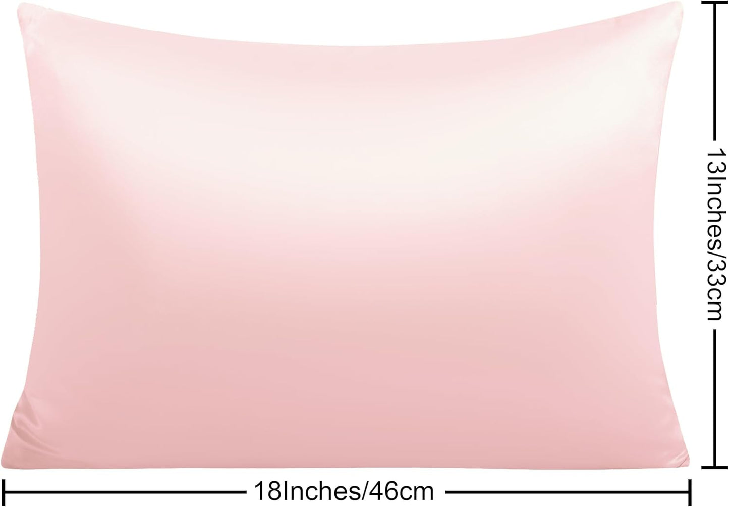 Zippered Silk Satin Toddler Pillowcases - 2 Pack Hidden Zipper 13X18 Pillowcases - Luxury and Silky Baby Travel Pillow Covers, Pink