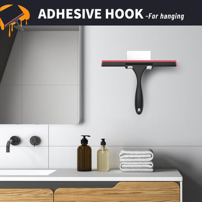 Shower Squeegee for Glass Doors Stainless Steel Squeegee for Shower Glass Door All-Purpose Window Squeegee for Tile Shower Walls, Sink, Mirror, Bathroom, Car Window Cleaning 10 Inches