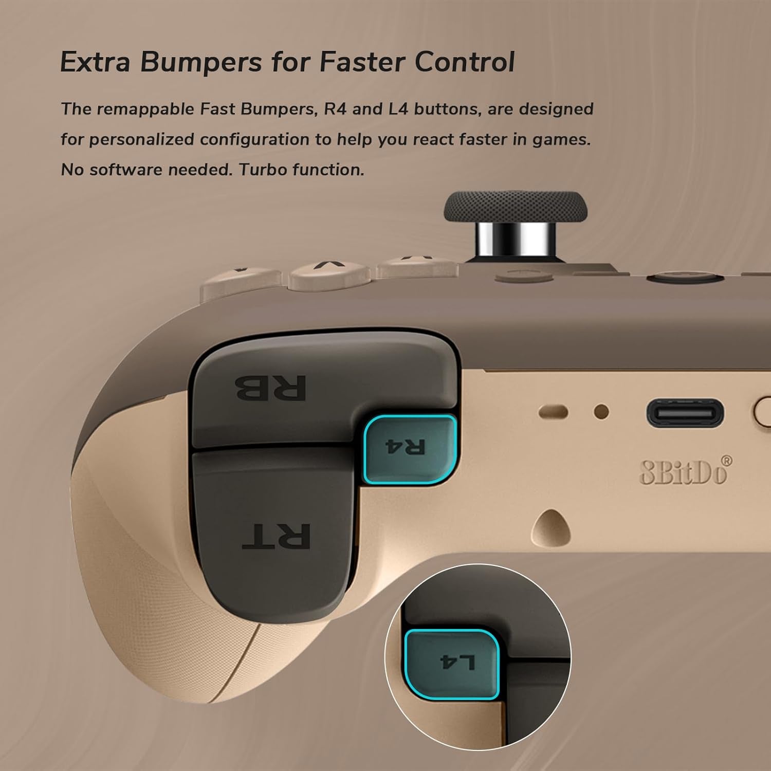 Ultimate 2C Wireless Controller for Windows PC and Android, Gamepad with 1000Hz Polling Rate, Remappable L4/R4 Bumpers, Rumble Vibration and Turbo Function(Brownie)