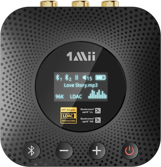 B06HD+ Hi-Res Bluetooth 5.1 Music Receiver for Home Stereo W/Ldac, Hi-Fi Bluetooth Adapter W/Audiophile DAC Aptx HD Volume Control OLED Display, Wireless Audio Adapter for AV Receiver/Amplifier