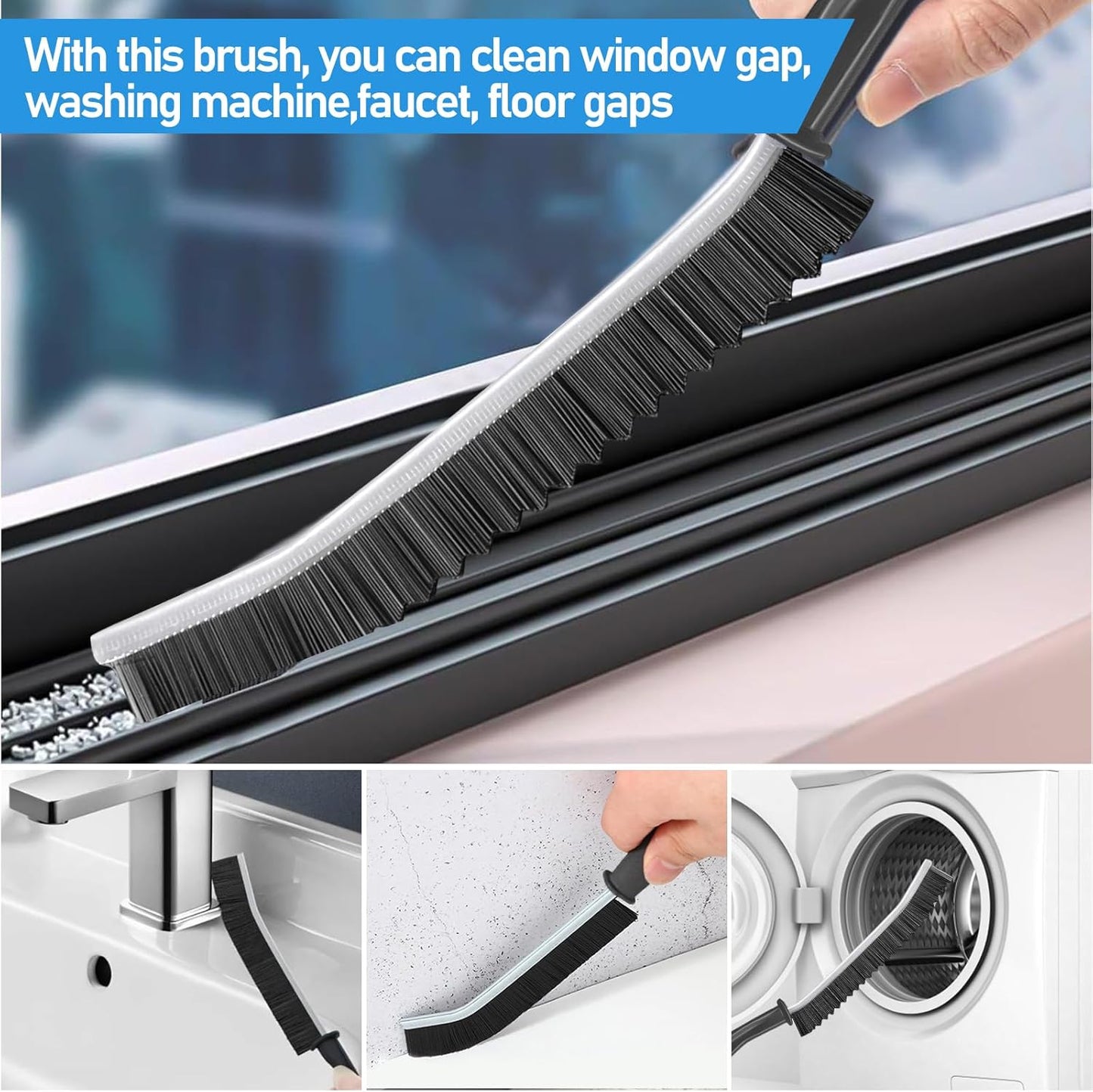 Window Track Cleaner Set, Window Groove Cleaning Brush Tools, 7 Pieces