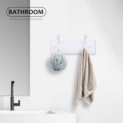 Wooden Coat Rack, Wall-Mounted Organizer for Closet, Entryway, Hallway, Foyer, Bedroom, Heavy Duty Double Hooks for Hanging Towels, Bags, Hats, Jackets, Key (White, 2 Hooks)