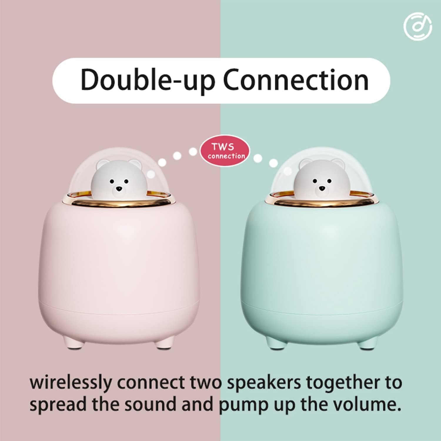 Night Lights Bluetooth Speaker, Cute Wireless Speaker with Adjustable Dual Night Light for Bedroom, Kawaii Room Decor, Birthday Gifts for Women Teen Girls Cute Stuff