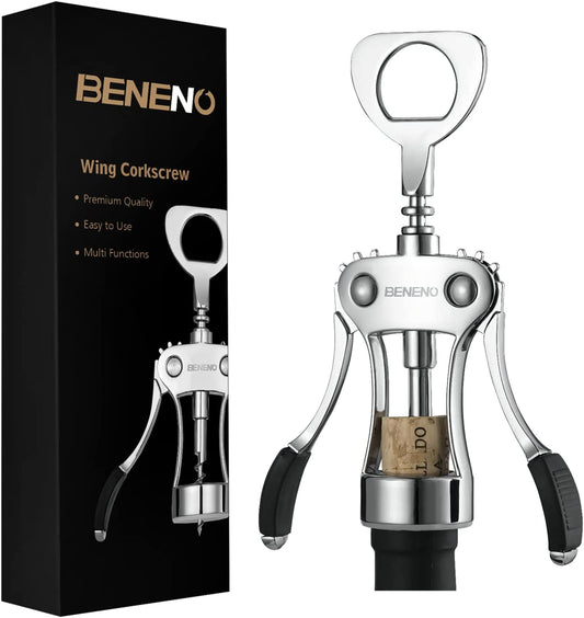 Wine Opener, Zinc Alloy Premium Wing Corkscrew with Multifunctional Bottles Opener, Sharp Wine Corkscrew with Ergonomic Non-Slip Wing Handle, Upgrade