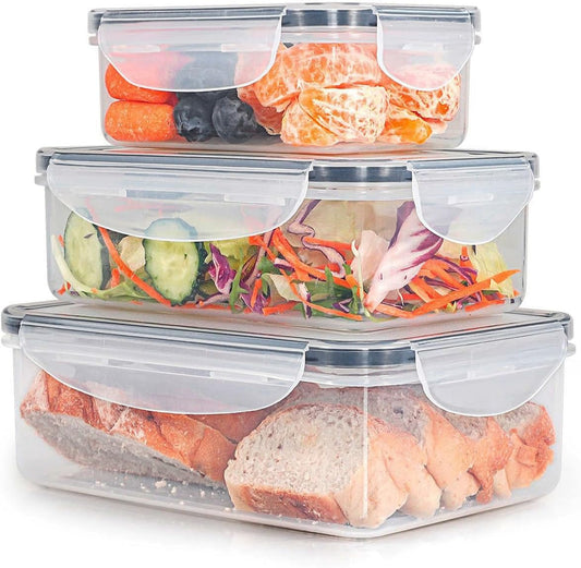 [3 Pcs] Food Storage Containers with Lids Airtight - Bpa-Free, 100% Leak-Proof,Meal Prep Containers for Kitchen Storage and Organization, Dishwasher & Microwave, Freezer Safe(Rectangle)