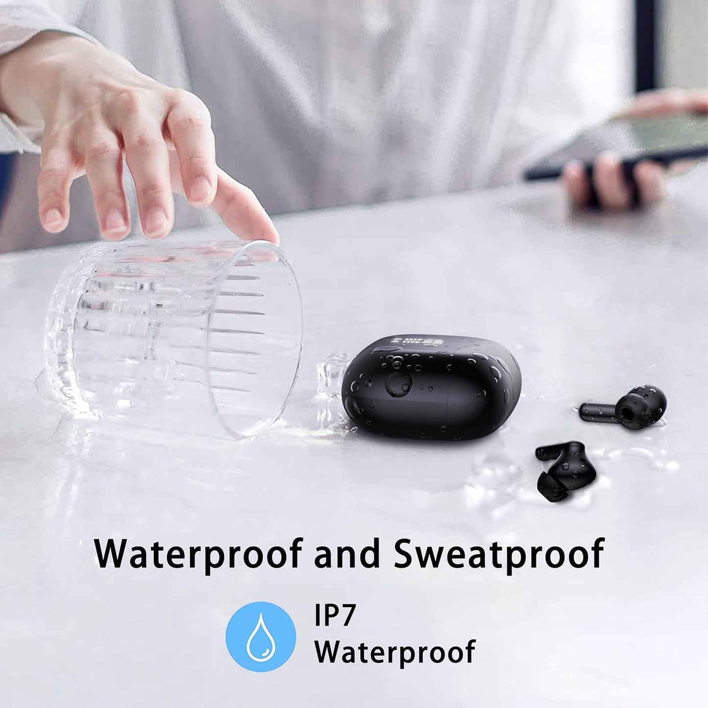 Wireless Earbuds, Bluetooth 5.4 Headphones in Ear with 4 ENC Noise Cancelling Mic, New Wireless Earphones Hifi Stereo Deep Bass 40H Playtime, In-Ear Bluetooth Earbuds LED Display IP7 Waterproof, USB-C