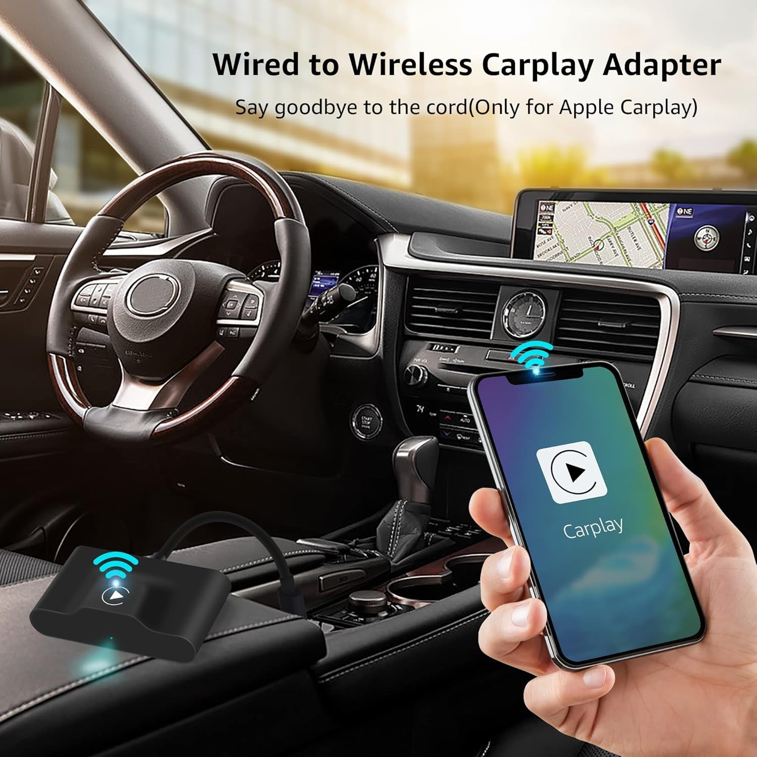 Wireless Carplay Adapter, 2023 Upgrade, Widely Compatible, Fast Auto Connect, Compact Design, Lifetime Tech Support, for Iphone Ios 10+ & Oem-Wired Cars