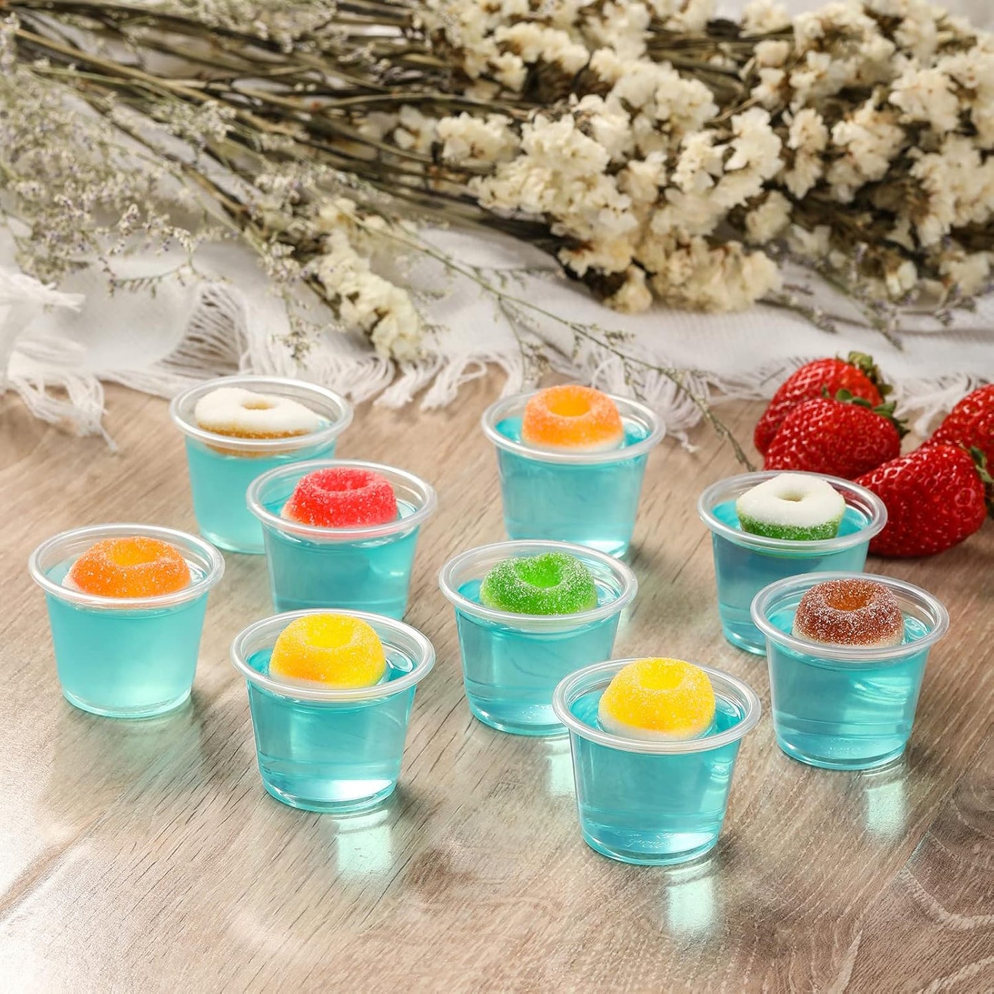 [130 Sets - 1 Oz ] Jello Shot Cups, Small Plastic Containers Lids, Airtight and Stackable Portion Cups, Salad Dressing Container, Dipping Sauce Cups, Condiment Cups Lunch, Party to Go, Trips