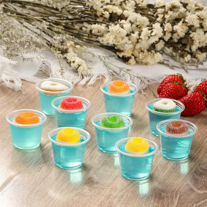 [130 Sets - 1 Oz ] Jello Shot Cups, Small Plastic Containers Lids, Airtight and Stackable Portion Cups, Salad Dressing Container, Dipping Sauce Cups, Condiment Cups Lunch, Party to Go, Trips