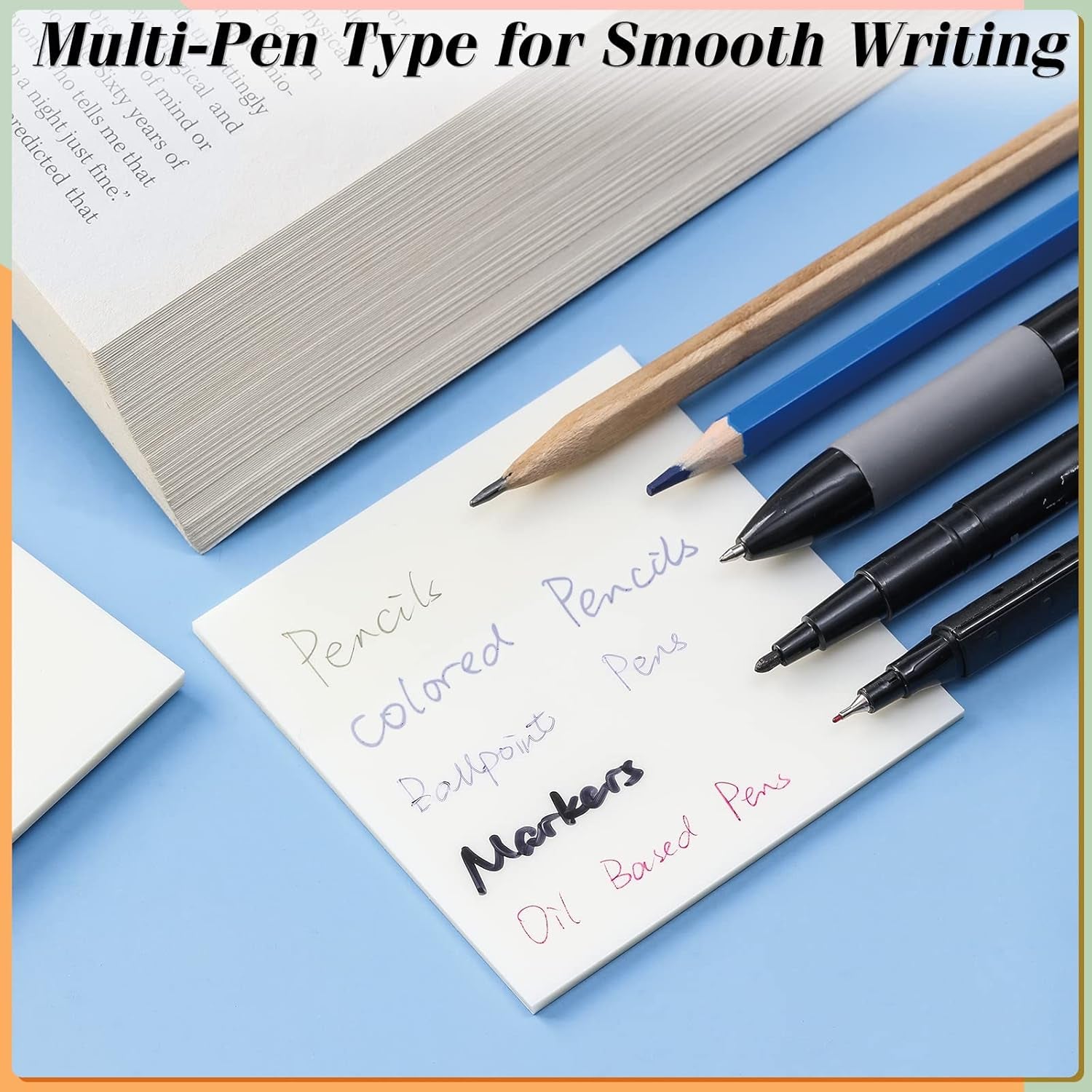 [1000 PCS] Transparent Sticky Notes, 6 Sizes Clear Sticky Notes Pads, Waterproof Self-Adhesive Translucent Sticky Notes for Annotating Books, See through Sticky Notes for School & Office