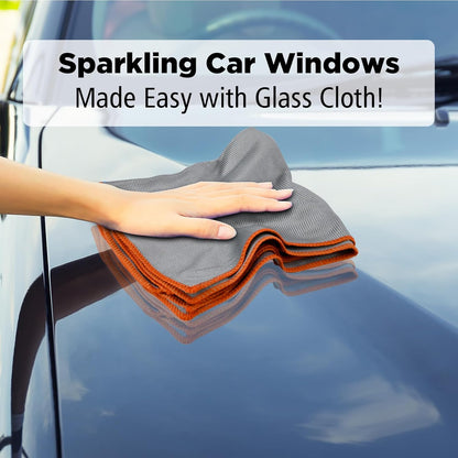 6 Pack Streak Free Miracle Glass Cleaning Cloth, 16 Inch X 16 Inch, Microfiber Lint Free Glass Polishing for Kitchen, Mirrors, Car and Glasses, Sliver-Multicolor