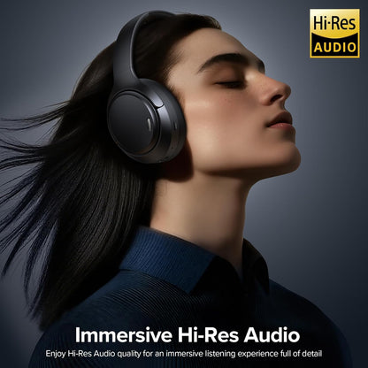Hybrid Active Noise Cancelling Headphones 120Hrs Playtime ENC Clear Call Bluetooth Headphone over Ear Wireless Headphones Hi-Res Audio ANC Headset with Low Latency Mode for Game Travel Home PC