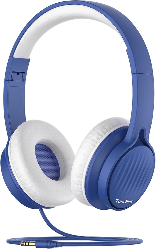 Upgraded Kids Headphones, Wired Toddler Headsets, 85Db Limited Volume on Ear Headphones, Portable Foldable Design, Stereo Sound Kids Headsets for School/Tablet/Travel-Sapphire Blue