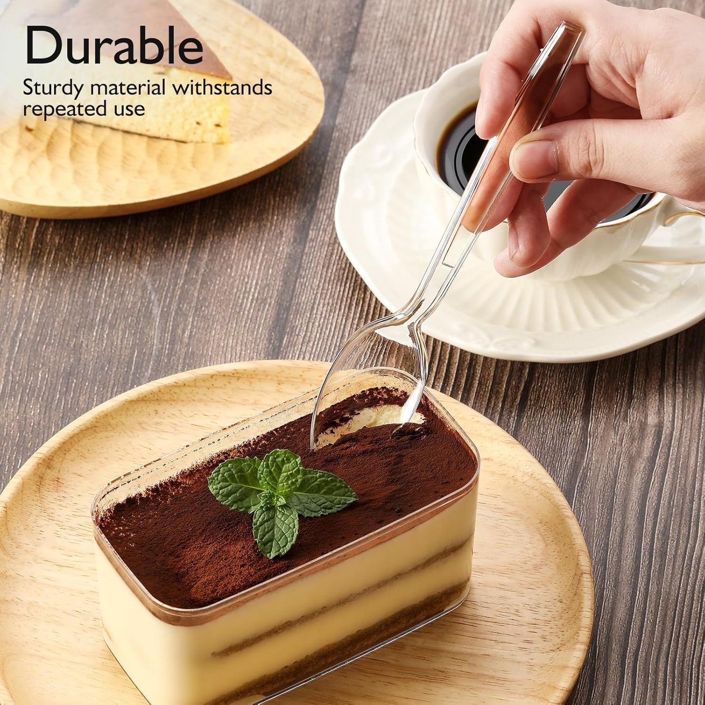 [100 Count] Clear Plastic Spoons Heavy Duty, Premium Disposable Spoons, Durable Plastic Cutlery for for Parties, Picnics, Big Event, Daily Use - Heat Resistant & BPA Free - Clear