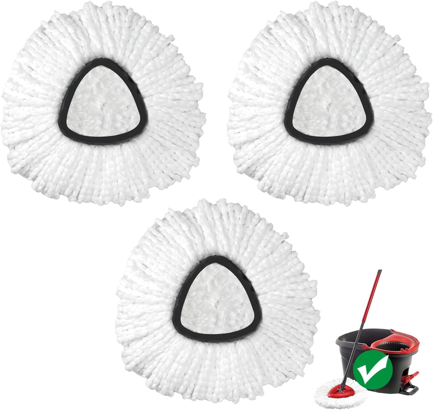 Spin Mop Replacement Head, 3 Pack Mop Replacement Head Easywring 1-Tank System, Easy Cleaning, Microfiber, Spin Mop Refills, Machine Washable
