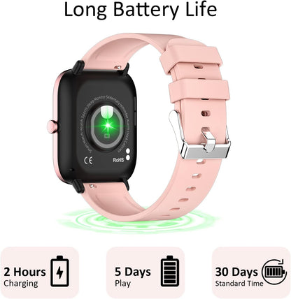 Smartwatch for Women - Call, Fitness Tracker, Heart Rate & Sleep Monitor, 1.69" Touch Screen, Waterproof - for Android & Iphone, Pink