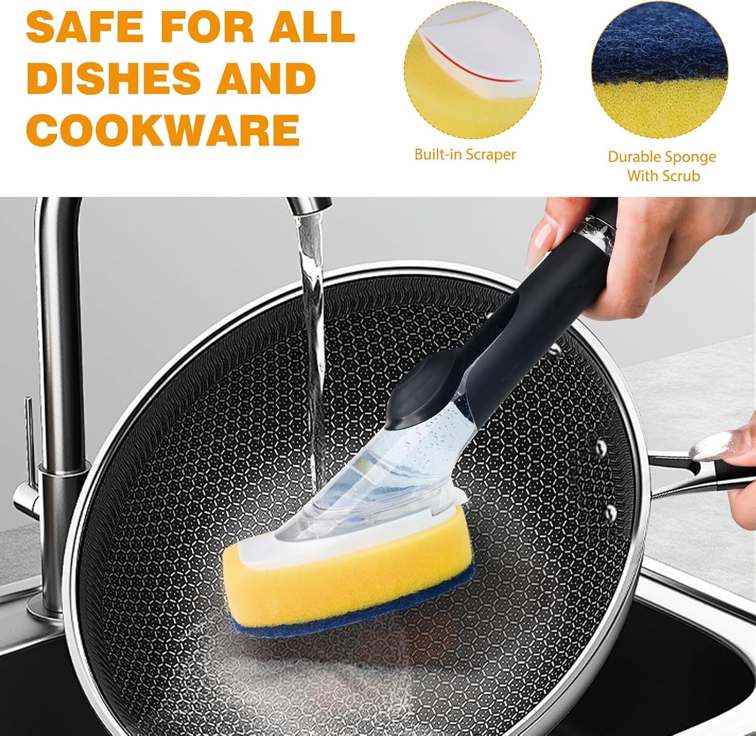 Sponge Brush Refills for OXO Soap Dispensing Dish Brush - 4 Pack Dish Cleaning Soap Dispensing Head Replacement for Scrubber