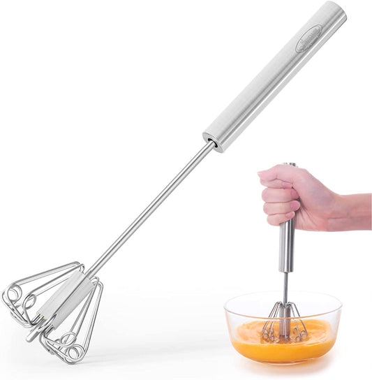 Whizzy Whisk, Stainless Steel Semi Automatic Blender for Home -Versatile Tool for Egg Beater, Milk Frother, Hand Push Whisk - Kitchen Utensil for Blending, Whisking, Beating & Stirring