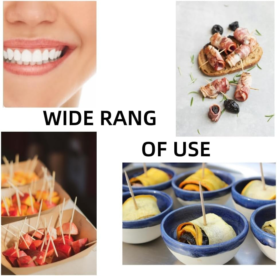 600 Count Bamboo Toothpicks for Teeth Cleaning, Appetizer, Olive, Barbecue, Fruit, Double-Points Wooden Toothpick.