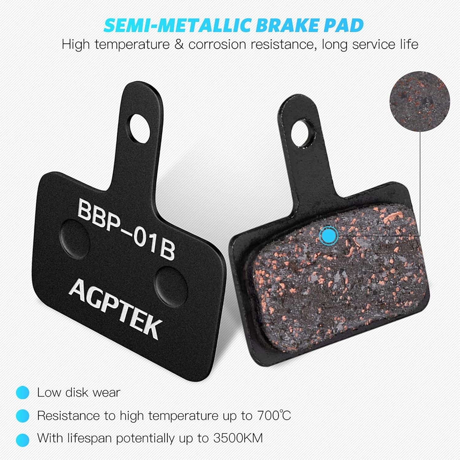 Bike Brake Pads, High-Performance Brake Pads, Disc Brake Pads & Spring (Semi-Metallic&Resin) for Mountain Bike Disc Brakes,Bike Pads Compatible with TRP Tektro Shimano Deore Br