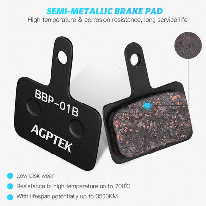 Bike Brake Pads, High-Performance Brake Pads, Disc Brake Pads & Spring (Semi-Metallic&Resin) for Mountain Bike Disc Brakes,Bike Pads Compatible with TRP Tektro Shimano Deore Br