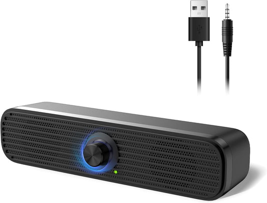Computer Speakers for Desktop Laptop Tablet, USB Powered PC Speakers, Small Speakers Wired with Volume Control for Cellphone Pad MP3, Stereo Sound with 3.5Mm Audio Plug for Windows Mac Linux Pcs