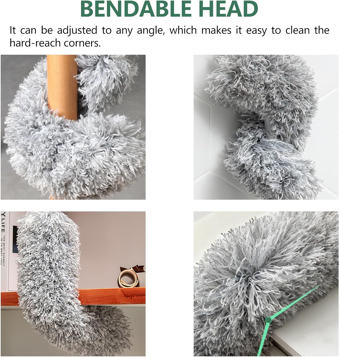 Extra-Long Dusters with Extension Pole 100-Inch for Cleaning, Bendable Microfiber Head Washable Ceiling Fan Duster for High Ceilings, Furniture