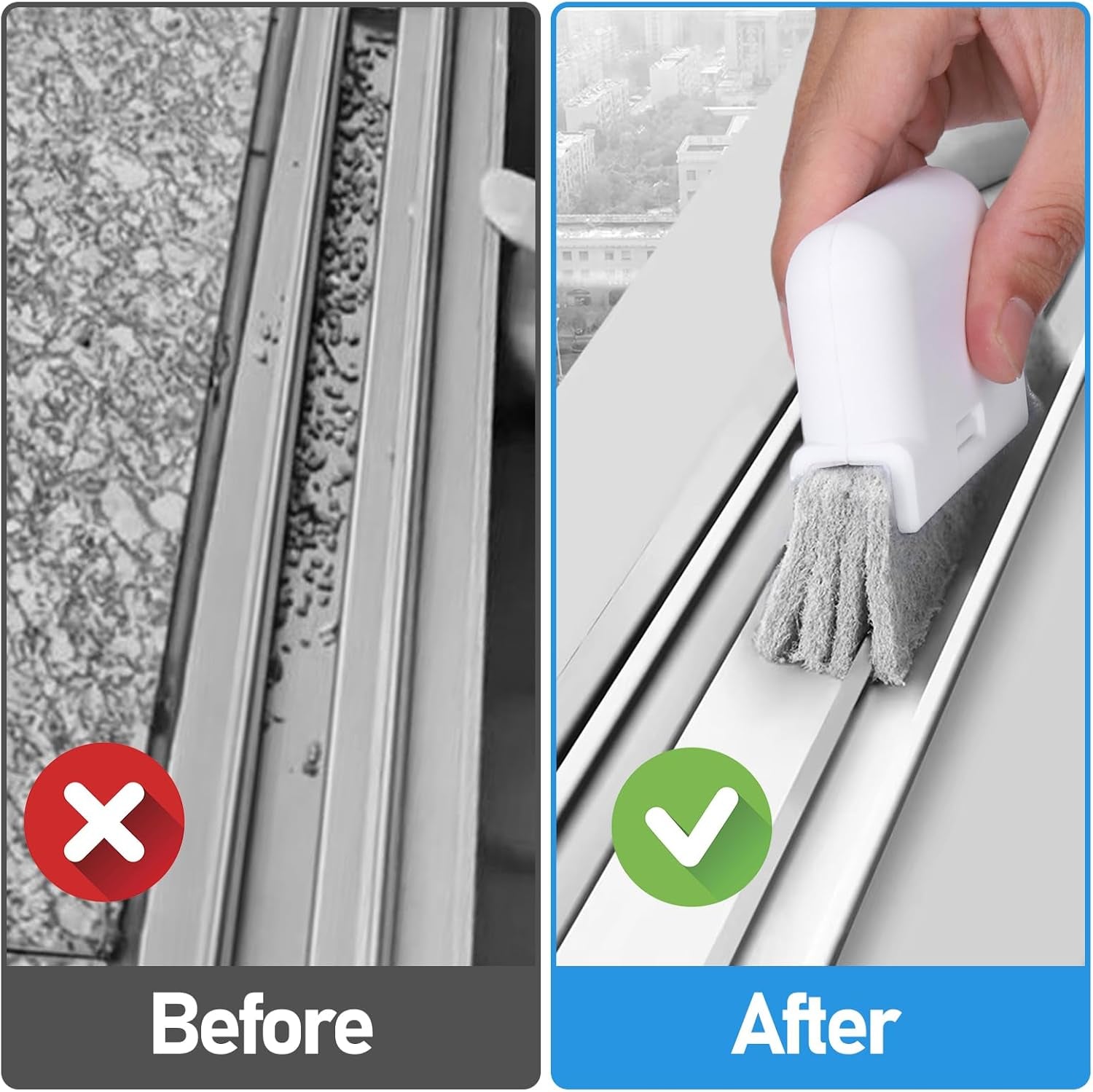 Window Track Cleaner Set, Window Groove Cleaning Brush Tools, 7 Pieces