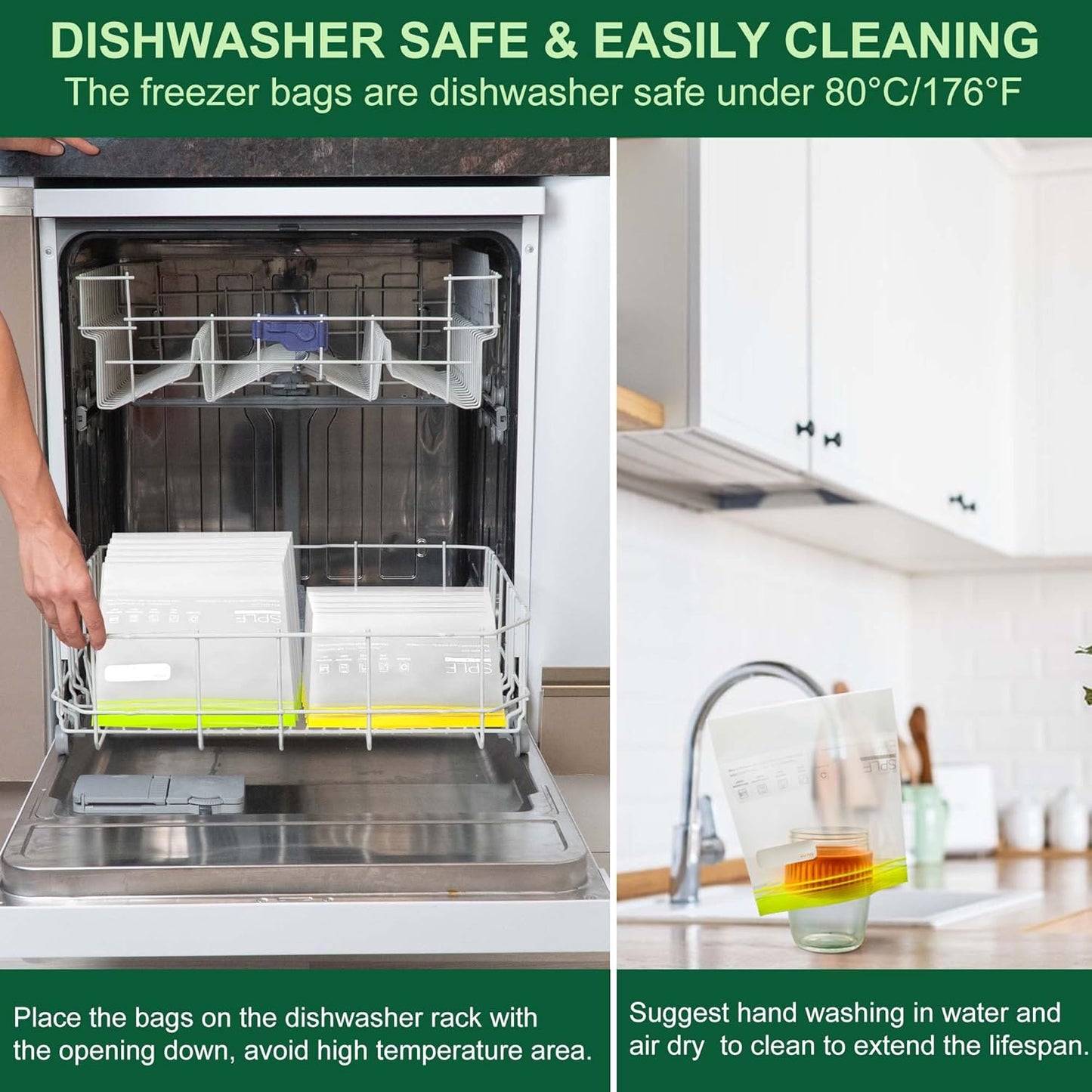 20 Pack Reusable Snack Bags Dishwasher Microwave Safe, BPA Free Extra Thick Leakproof Reusable Food Storage Bags Silicone and Plastic Free Snack Pouch for Women & Men