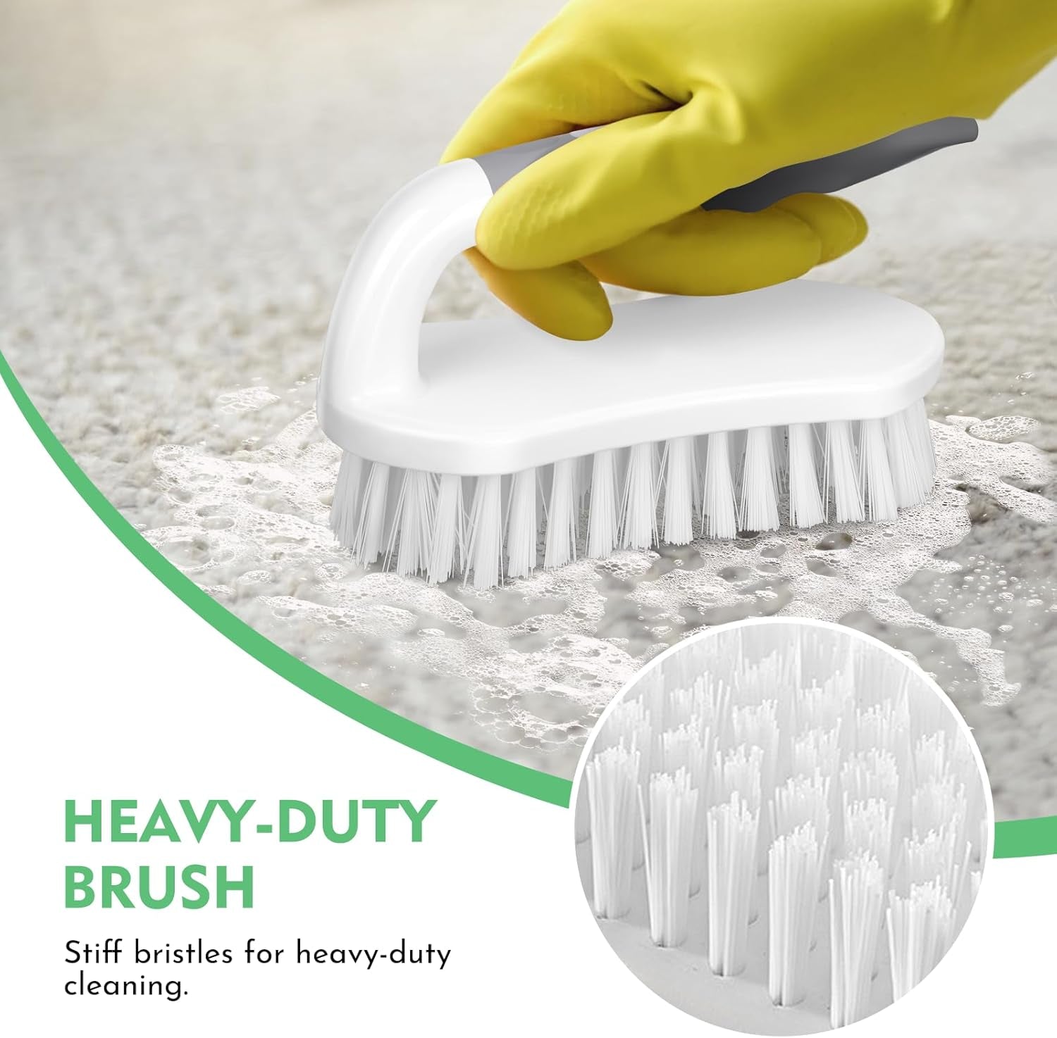 2 Pack Heavy-Duty Scrub Brush+Floor Scrub Brush with 51-Inch Long Adjustable Handle 2 in 1 Scrape Brush Stiff Bristle Floor Scrubber for Cleaning Shower Bathroom Garage Kitchen Wall Deck Tub