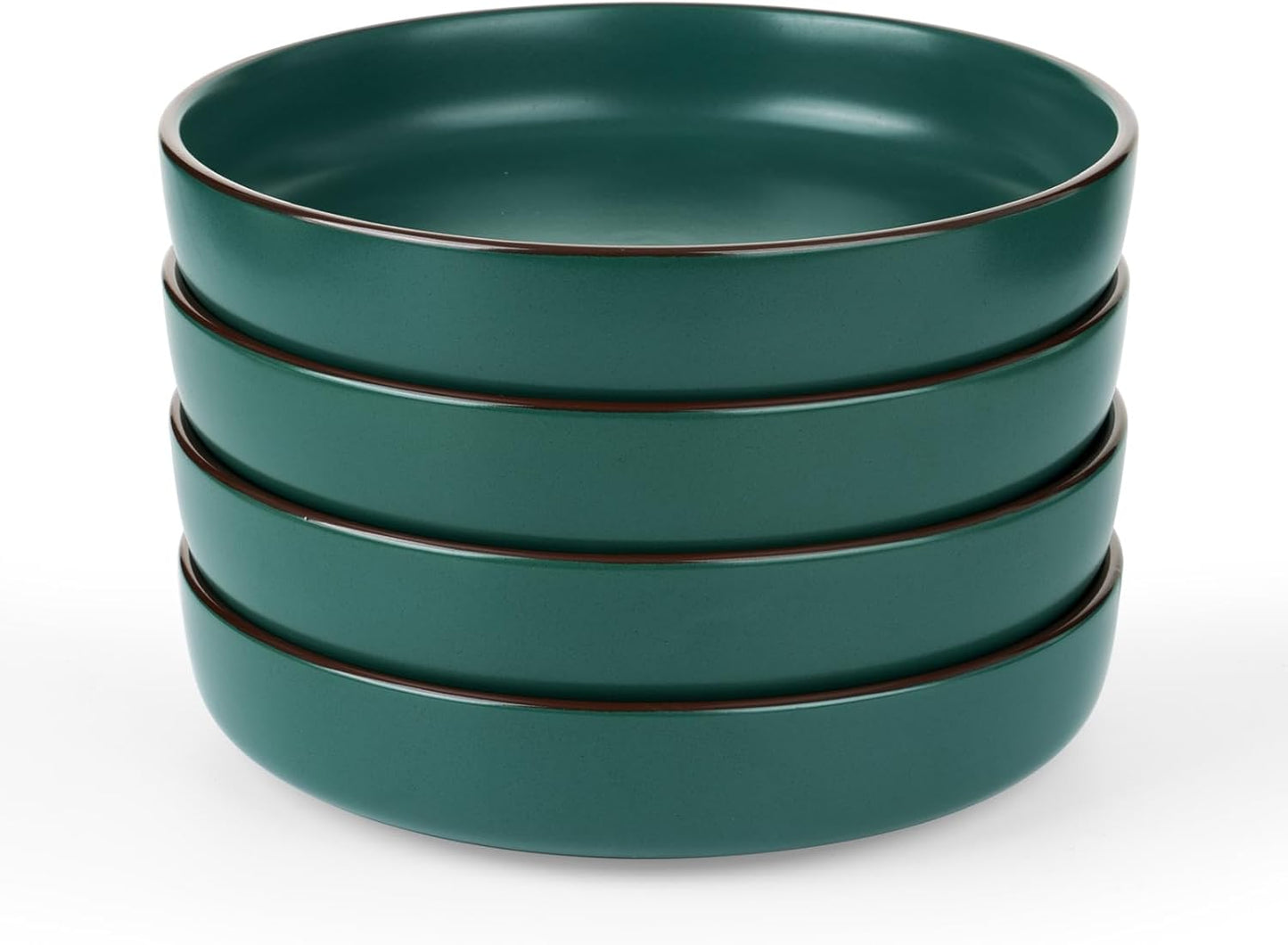 Mercury Pasta Bowls Set of 4, 33 Oz Large Salad Bowls, Stoneware Pasta Plates Bowls, Serving Bowls for Kitchen, Microwave & Dishwasher Safe, Dark Green