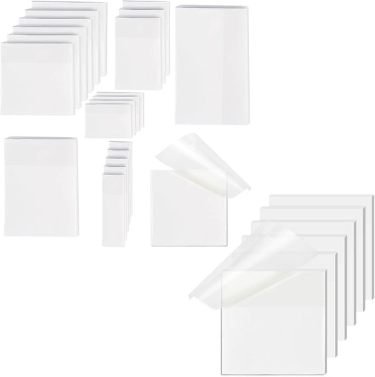 [1300 PCS] Transparent Sticky Notes, 6 Sizes Clear Sticky Notes Pads, Waterproof Self-Adhesive Translucent See through Sticky Notes for Annotating Books,School & Office