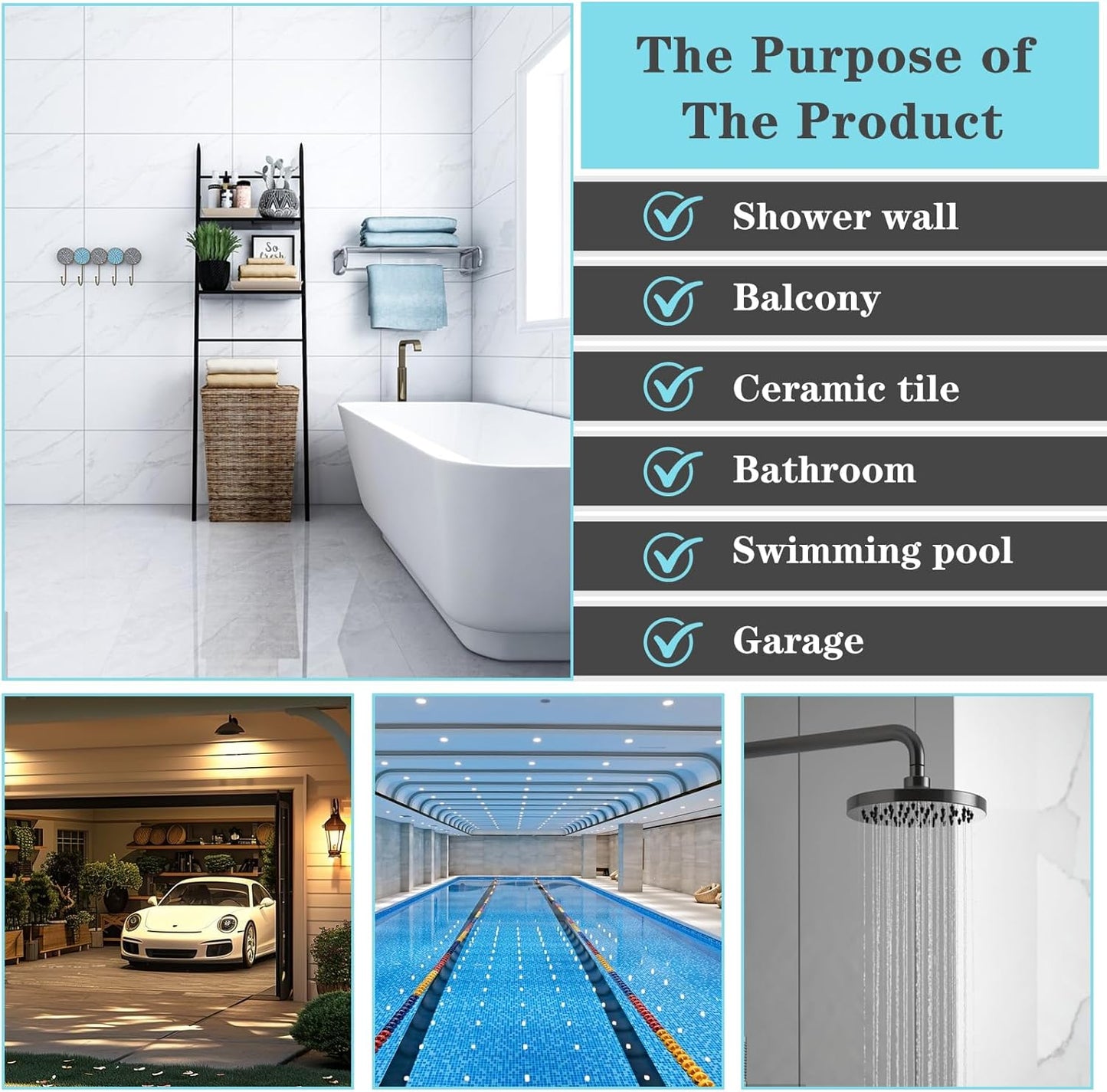 Floor Scrub Brush with Long Handle - Adjustable Handle 2 in 1 Scrape and Heavy-Duty Stiff Bristle Floor Scrubber Brush for Cleaning Bathroom, Kitchen Patio Tile Garage and Deck