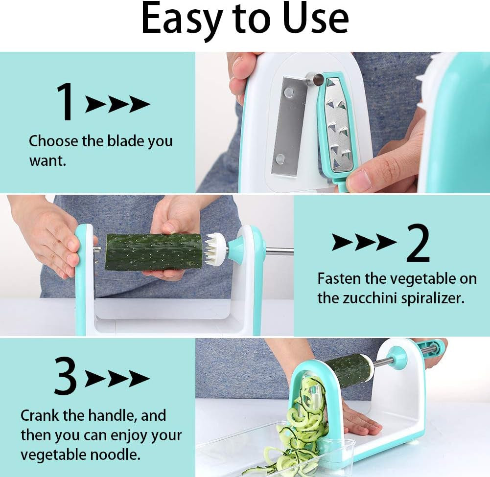 Zucchini Noodle Maker Spaghetti Spiralizer - 5 Blades Vegetable Slicer for Veggie Noodles and Curly Chips