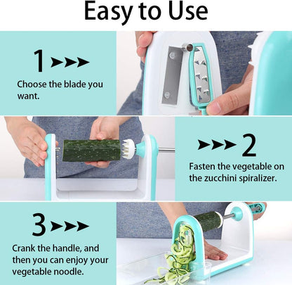 Zucchini Noodle Maker Spaghetti Spiralizer - 5 Blades Vegetable Slicer for Veggie Noodles and Curly Chips
