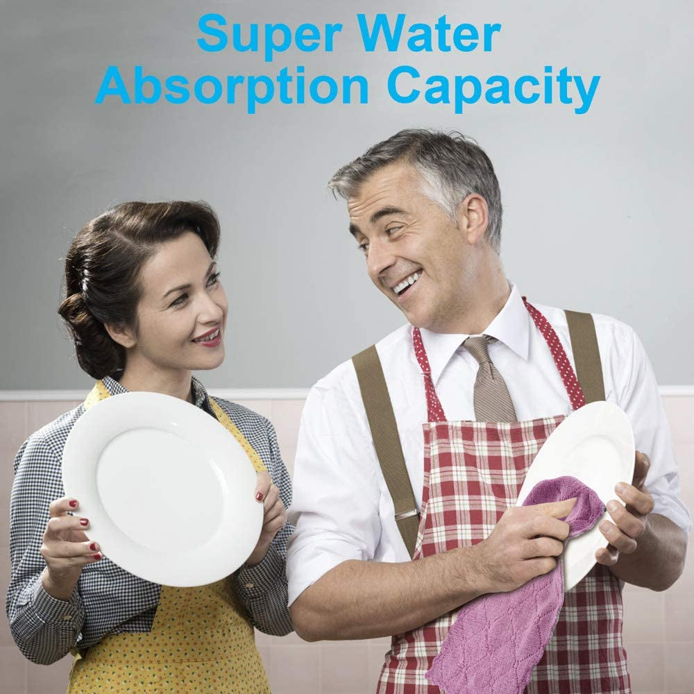 12PCS Kitchen Towels Dish Towels, Multipurpose Reusable Dish Cloths, Double-Sided Microfiber Cleaning Rags for Furniture, Tea, Bowl, 10X 6 Inch