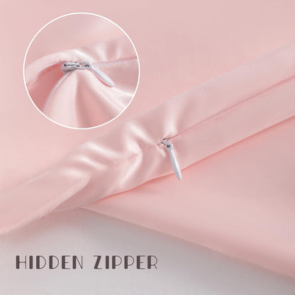 Zippered Silk Satin Toddler Pillowcases - 2 Pack Hidden Zipper 13X18 Pillowcases - Luxury and Silky Baby Travel Pillow Covers, Pink