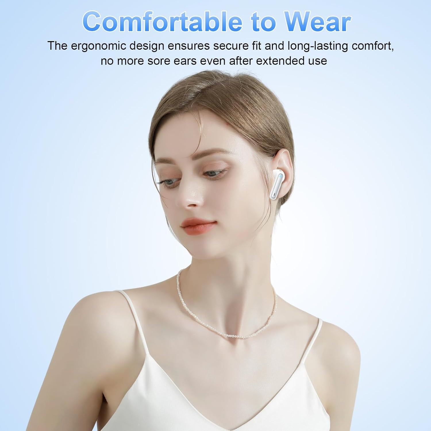 Wireless Earbuds, Bluetooth 5.4 Headphones in Ear with 4 ENC Noise Cancelling Mic, New Wireless Earphones Hifi Stereo Deep Bass 40H Playtime, In-Ear Bluetooth Earbuds LED Display IP7, USB-C, Silver