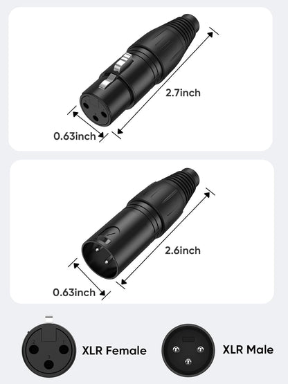 5Pcs 3Pin XLR Male + 5Pcs Female, Mic Adaptor Connector 10 Pair, 1/4 Jacks Male and Female Microphone Audio Jack Charger Connector for Speaker, Mixing Board, Console, Pro Audio Gear