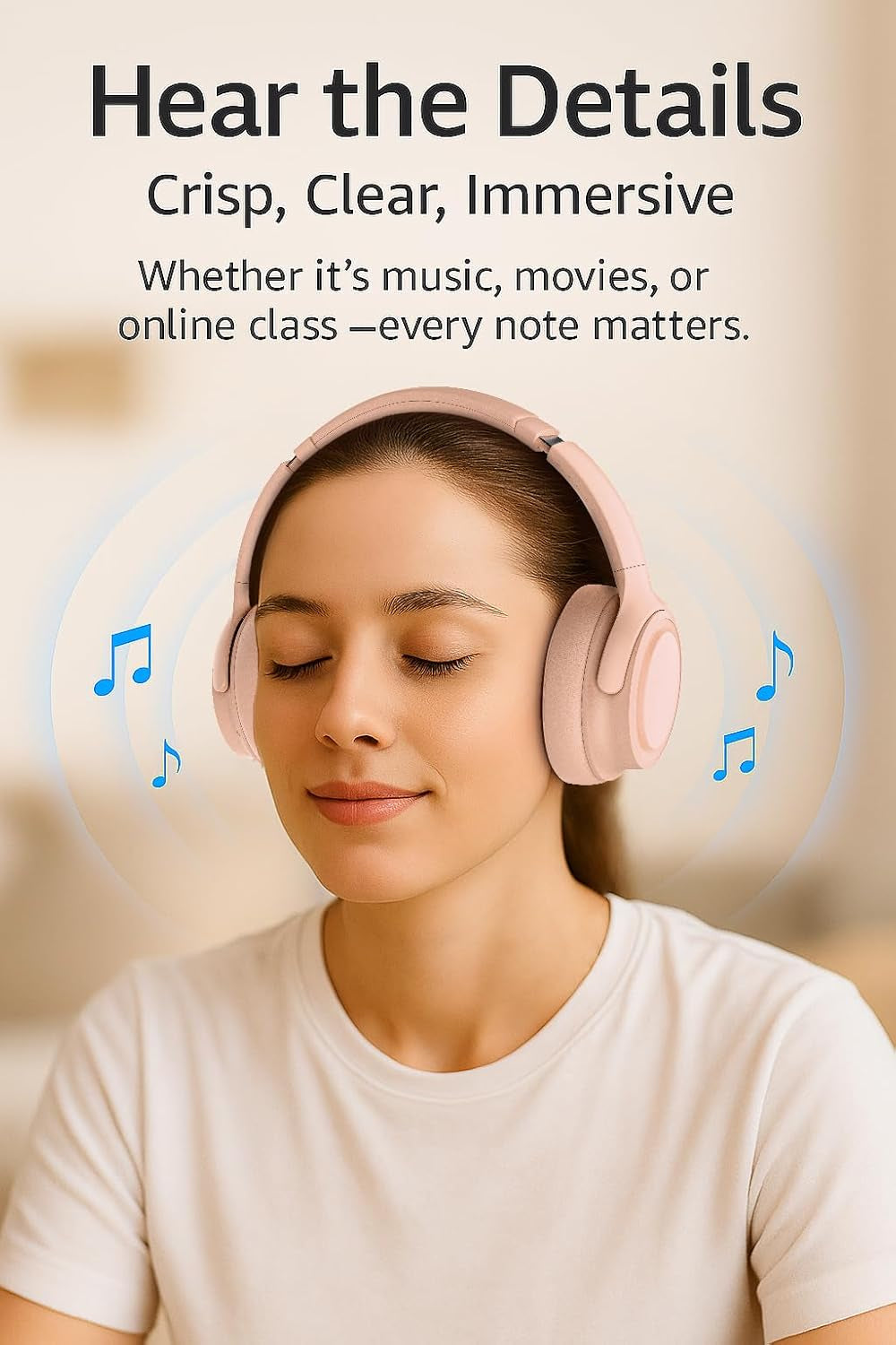 Wireless Headphones | 94Db Volume Limited Hearing Protection | Built-In Mic | Bluetooth 5.3 | Foldable & Durable Headset for School, Travel | Ideal Back to School Gift for Kids(Beige)